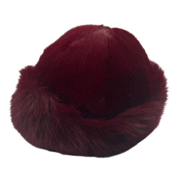 2/$30 Faux Fur Mink Wine Red OS Hat Brimless Plush Fluffy Skiing Warm - Picture 4 of 11